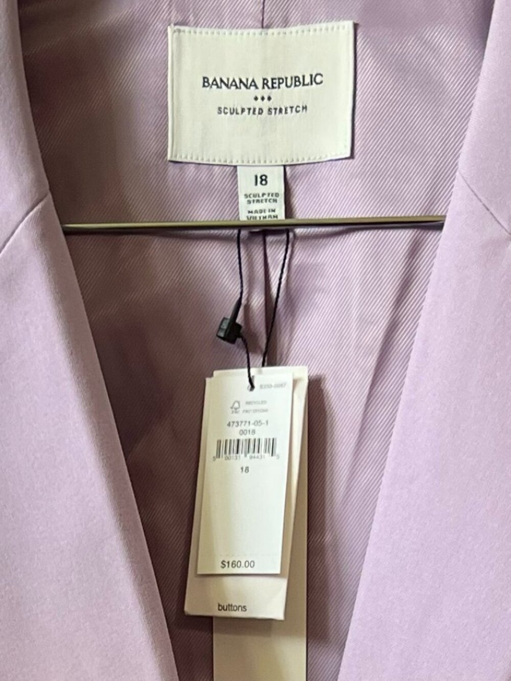 Banana Republic - Sculpted Stretch Blazer – Size 18 NWT - Picture 3 of 3